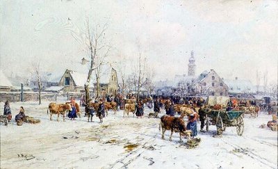 Kışın Sığır Pazarı by Karl Stuhlmuller