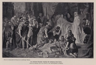 Ölmekte olan Büyük İskender ordusunun saygısını alıyor, Babil, MÖ 323 (lito) by Karl Theodor von Piloty