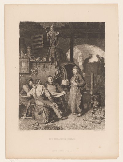Bir mahzende bir masanın etrafında erkekler Manastır mahzeni (nesne üzerindeki başlık) by Karl Vaditz