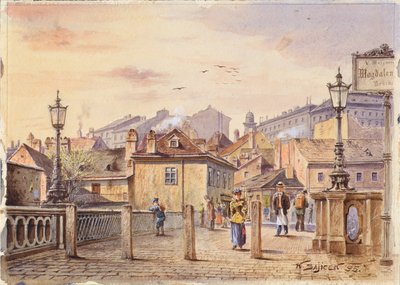Wien Nehri üzerindeki Magdalenen Köprüsü by Karl Wenzel Zajicek