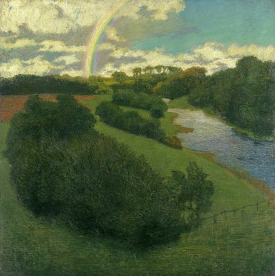 Alster'de Gökkuşağı ile Manzara by Karl Wilhelm Arthur Illies
