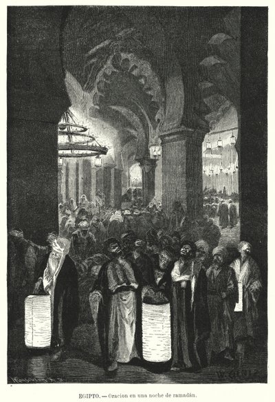 Ramazan ayında akşam duaları, Mısır (lito) by Karl Wilhelm Gentz