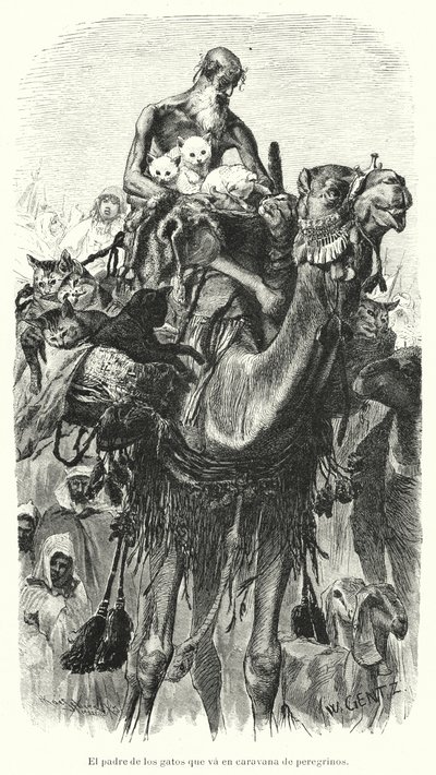 Hacılardan oluşan bir kervanla seyahat eden kedilerin koruyucusu (lito) by Karl Wilhelm Gentz