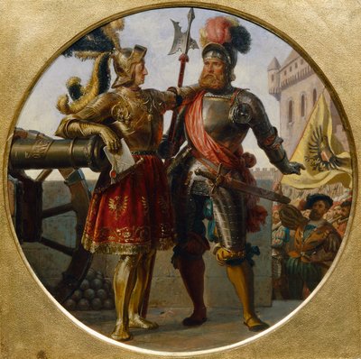 İmparator Maximilian I ve Georg von Frundsberg by Karl von Blaas