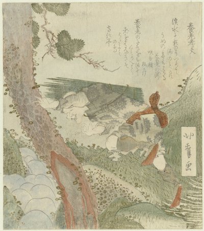 De Yorô suvalı yer kahve by Karyôsai Hokuga