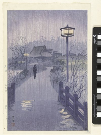 Shinobazu göletinde akşam yağmuru Yau Shinobazu Ike by Kasamatsu Shirô