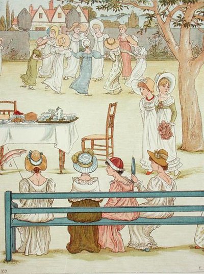 Bir bahçe partisi (renkli taş) by Kate (after) Greenaway