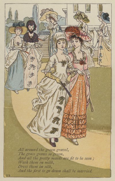 Yeşil çakılın her tarafında (renkli taş) by Kate (after) Greenaway