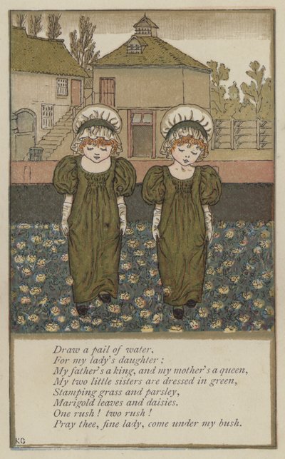 Bir kova su çizin (renkli taş) by Kate (after) Greenaway