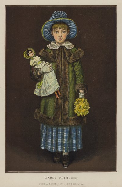 Erken Çuha çiçeği (renkli lito) by Kate (after) Greenaway