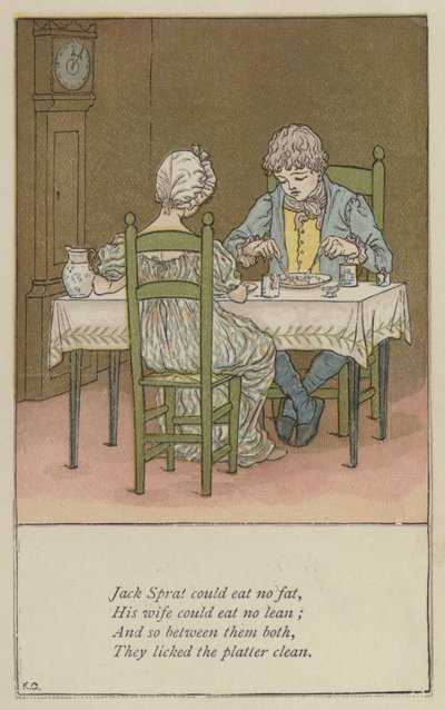 Jack Sprat hiç yağ yiyemezdi (renkli taş) by Kate (after) Greenaway