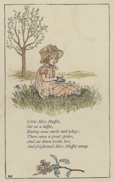 Küçük Bayan Muffet (renkli taş) by Kate (after) Greenaway