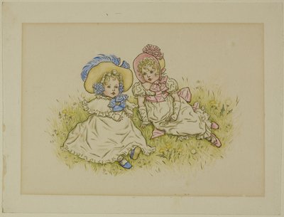 Bonnetli İki Küçük Kız by Kate Greenaway