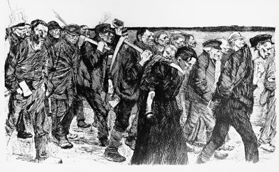 İşçilerin gösterisi, Die Weber (Dokumacılar) operası için Kathe Kollwitz