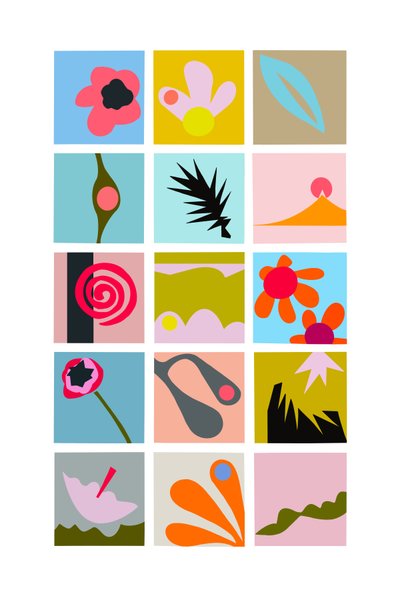 Cut outs grid, 2023 (kağıt üzerine orijinal kolajdan dijital illüstrasyon) by Kathy Dunaway