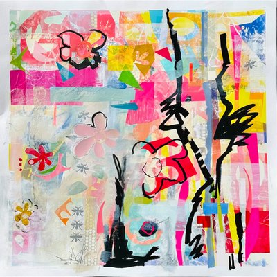 kaos içinde gelişmek, 2024 (kağıt üzerine karışık teknik) by Kathy Dunaway