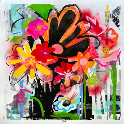 gece yarısı bahçesi, 2025 (kağıt üzerine karışık teknik) by Kathy Dunaway