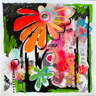 rebel bloom, 2025 (kağıt üzerine karışık teknik) by Kathy Dunaway