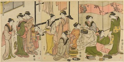 Kotatsu çevresinde by Katsukawa Shuncho