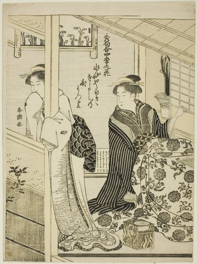 Kışın Nergis, "Dört Mevsim Çiçekleri Üzerine Seçilmiş Odes (Shuku awase, shiki no hana)" dizisinden by Katsukawa Shuncho