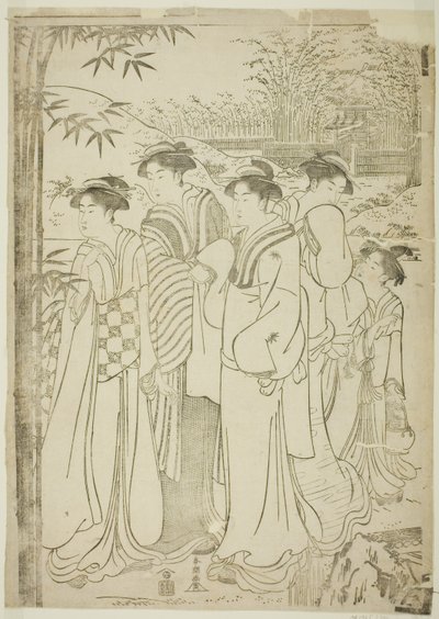 Bambu Korusunun Yedi Bilgesinin Parodisi by Katsukawa Shuncho