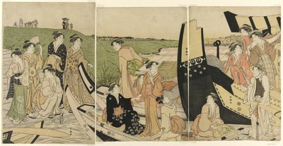 Bir İskelede Zevk Tekneleri by Katsukawa Shuncho