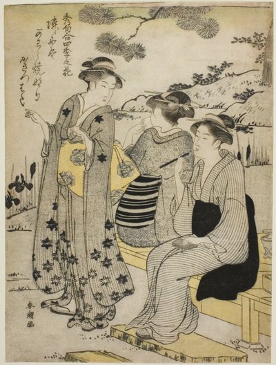 Sonbaharda Tavşan Kulağı Süsenleri, "Dört Mevsimin Çiçekleri Üzerine Seçilmiş Odes (Shuku awase, shiki no hana)" serisinden by Katsukawa Shuncho