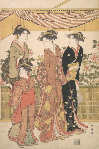 Botan Gösterisi, ca. 1790. by Katsukawa Shuncho