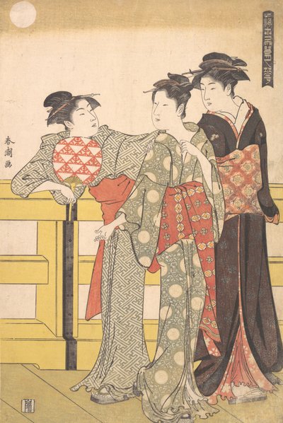 Köprüde Üç Kadın, yak. 1785. by Katsukawa Shuncho