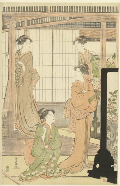 Bebek partisi için hazırlıklar by Katsukawa Shuncho
