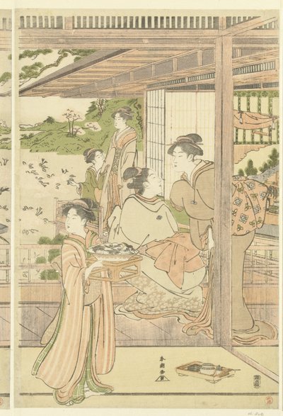 Bebek partisi için hazırlıklar by Katsukawa Shuncho