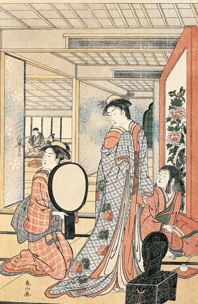 Aynanın önündeki kadın, Katsukawa Shunsho (1726-1792), Japon Japon Uygarlığı by Katsukawa Shuncho