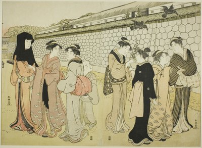 Hendek Yanında Yürüyen Kadınlar by Katsukawa Shuncho