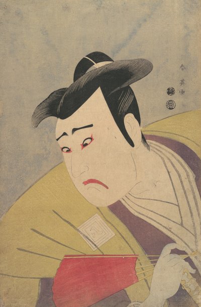 Aktör Ichikawa Yaozo III, Kırmızı Yelpaze Tutuyor, 1794. by Katsukawa Shun