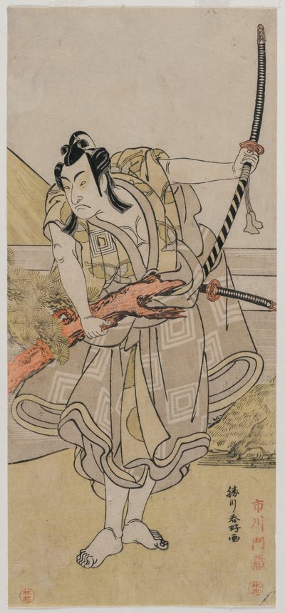Ichikawa Monnosuke II olarak Soga no Gorō by Katsukawa Shunko