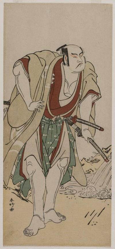 Otani Hiroji III, Dere Kenarında Duran Bir Samuray Olarak, c. 1780. by Katsukawa Shunko