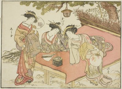 Yadaya'nın Fahişeleri, "Zevk Bölgesinin Güzel Kadınlarının Aynası (Seiro bijin awase sugata kagami)" kitabından by Katsukawa Shunsho
