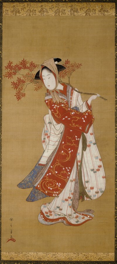 Akçaağaç Dalı ile Dansçı by Katsukawa Shunsho