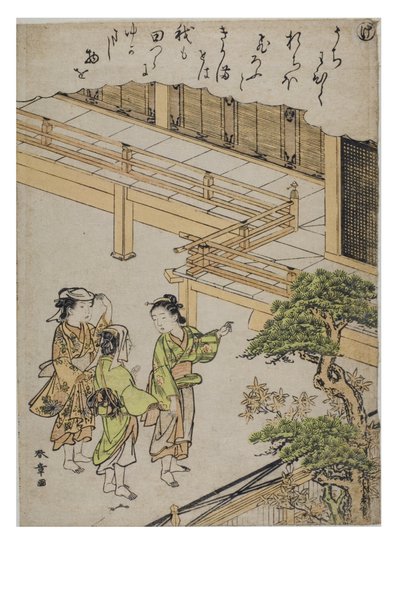 Hece - Modaya Uygun Brokar Baskılarda Tales of Ise serisinden Ke, c.1770-1773 (kağıt üzerinde tahta blok) by Katsukawa Shunsho