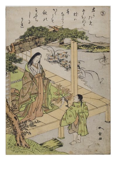 Hece - Modaya Uygun Brokar Baskılarda Ise Masalları serisinden Sa, c.1770-1773 (kağıt üzerine tahta blok) by Katsukawa Shunsho