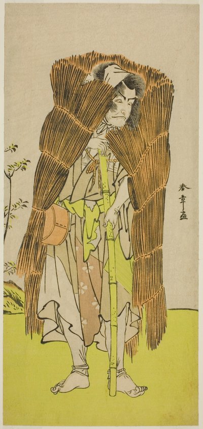 Akushichibyoe Kagekiyo rolündeki Oyuncu Ichikawa Ebizo III, Oyunda Dilenci Kılığında Kamuri Kotoba Soga no Yukari, Ichimura Tiyatrosu