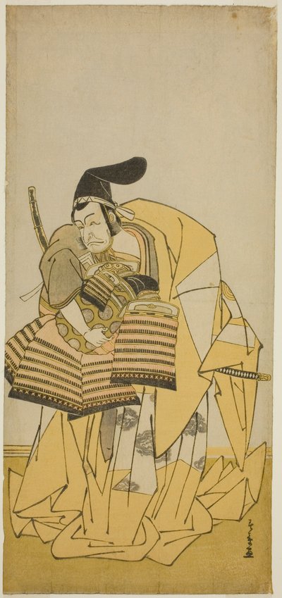 Aktör Ichikawa Ebizo III, Oyun Odası Kotoba Soga no Yukari'de Kudo Saemon Suketsune rolünde, Ichimura Tiyatrosu'nda İlk Ayda Gösterilen, 1776 by Katsukawa Shunsho