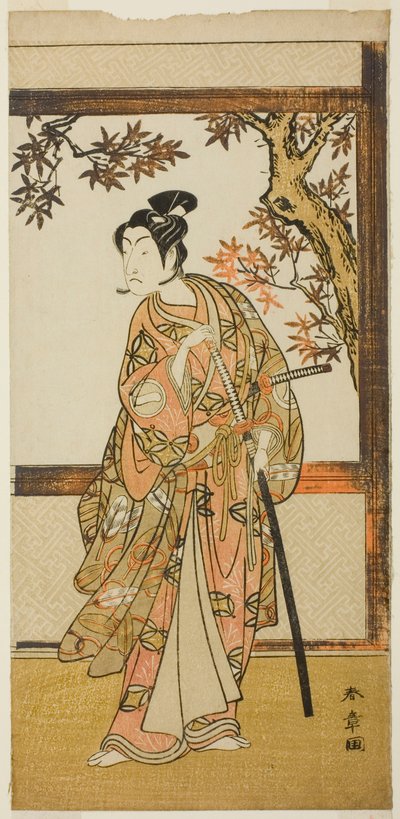 Aktör Ichikawa Monnosuke II, Play Gohiiki Kanjincho'da Shinokobe Shoji Yukihira rolünde, Nakamura Tiyatrosu'nda On Birinci Ayda Gösterilen, 1773 by Katsukawa Shunsho