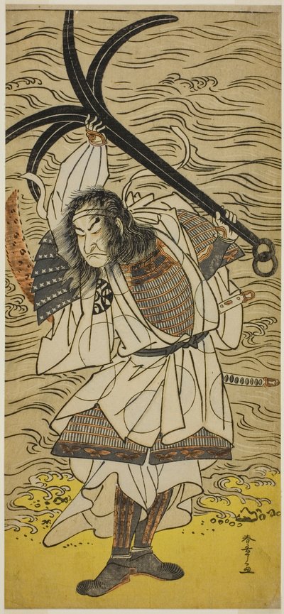 Aktör Nakamura Nakazo I, Taira no Tomomori rolünde Tokaiya Gimpei kılığında, Yoshitsune Sembon-zakura Oyununda, Morita Tiyatrosu