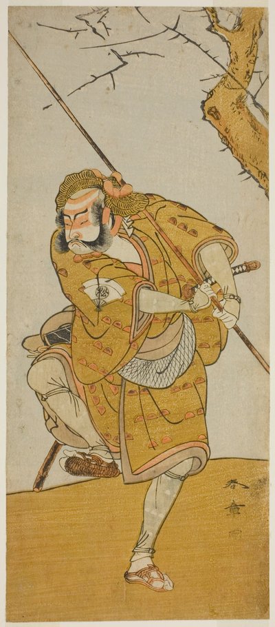Aktör Onoe Matsusuke I, Kobayashi no Asahina rolünde Edo no Haru Meisho Soga Oyununda Kuş Avcısı Kılığında, Ichimura Tiyatrosu