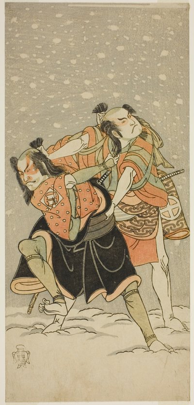 Aktörler Otani Hiroji III, Kameo (sağda) ve Sakata Sajuro I Ario (solda), Play Hime Komatsu Ne no Hi Asobi