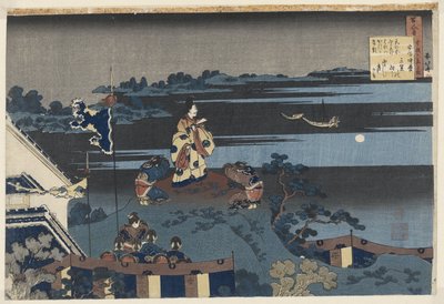 Abe no Nakamaro aya bakıyor Abe no Nakamaro (nesne üzerindeki başlık) 100 şairin her birinin şiirleri, hemşire tarafından açıklanıyor. (dizi başlığı) Hyakunin isshu uba ga etoki (nesne üzerinde dizi başlığı) by Katsushika Hokusai