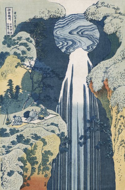 Kiso Otoyolu üzerindeki Amida Şelalesi, "Bütün İllerin Şelalelerine Yolculuk" serisinden by Katsushika Hokusai