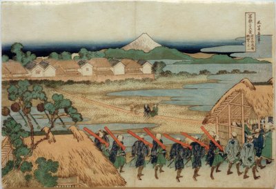 Senju ve eğlence bölgesinden görüldüğü gibi Fuji Dağı by Katsushika Hokusai