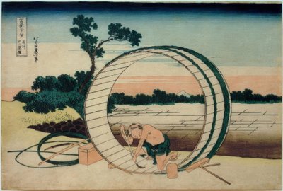 Owari Eyaletindeki pirinç tarlalarından görülen Fuji Dağı by Katsushika Hokusai